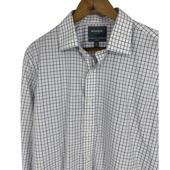 Bonobos Mens Standard Fit Button-Down Shirt With Blue & White Check Pattern Size - Picture 2 of 9